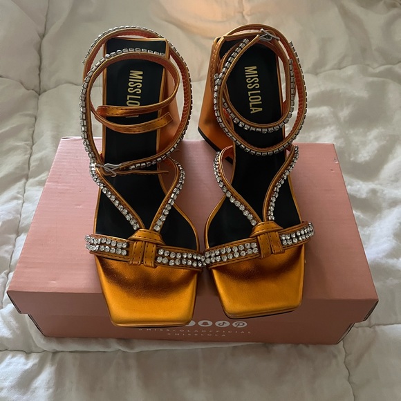 New! Rhinestone Strappy Heels 🧡 - Picture 2 of 6